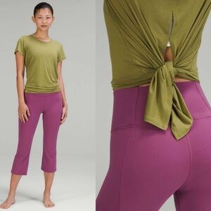 LULULEMON Open Up Tie Back Tee in Bronze Green (10)